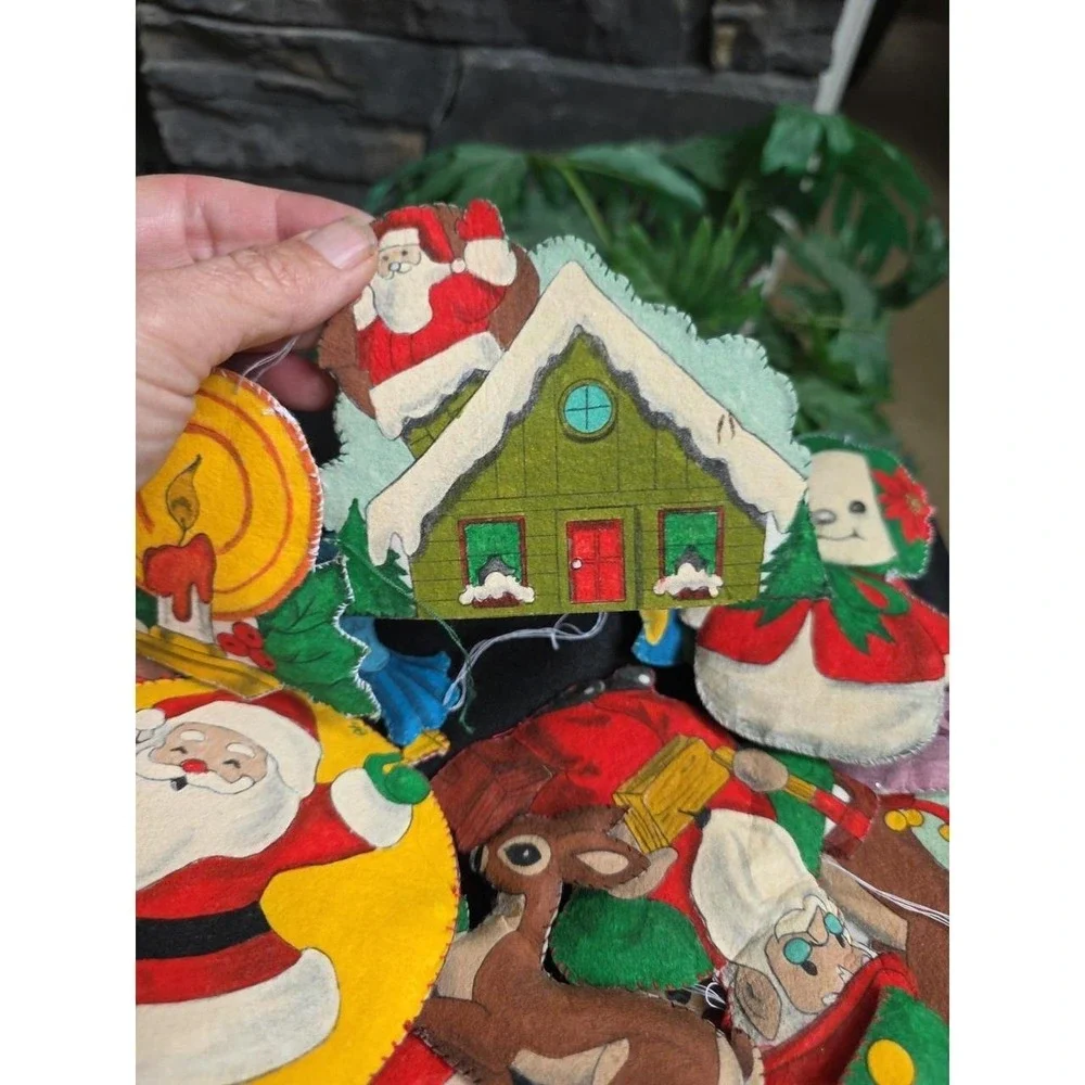 Vintage Lot of Handmade Felt Christmas Die Cuts Patches ornaments decals Craft